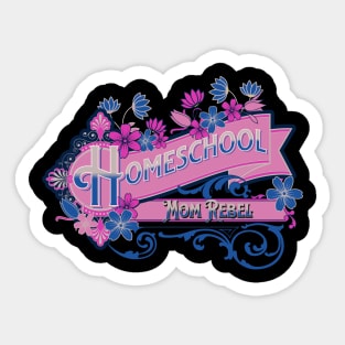 Homeschool Mom Rebel Vintage Label in Pink and Blue Sticker